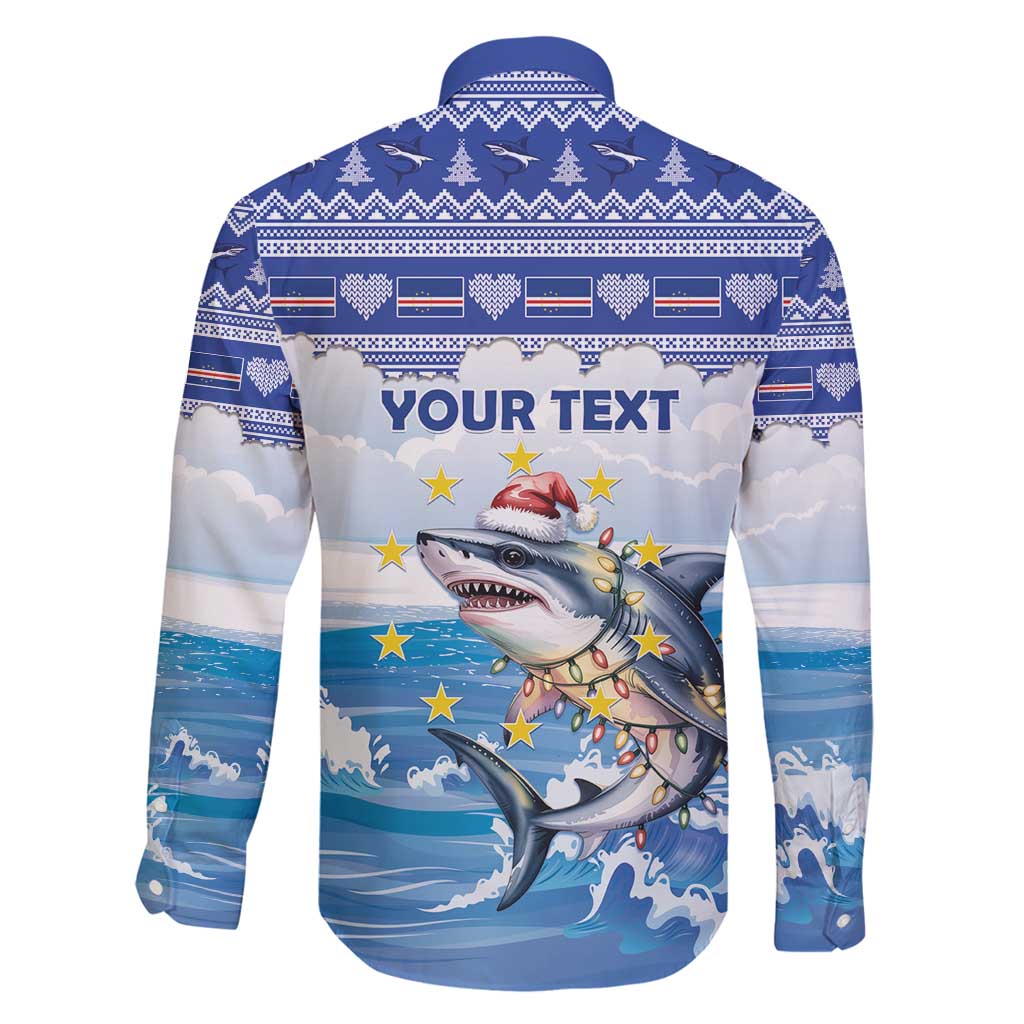 Personalized Cape Verde Football Christmas Family Matching Long Sleeve Bodycon Dress and Hawaiian Shirt Feliz Natal Tubaroes Azuis - Wonder Print Shop