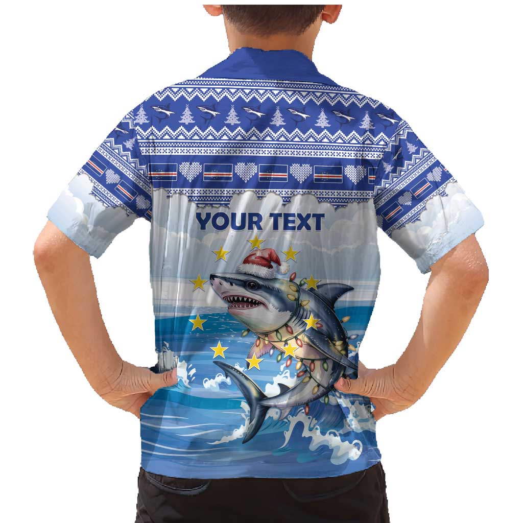 Personalized Cape Verde Football Christmas Family Matching Mermaid Dress and Hawaiian Shirt Feliz Natal Tubaroes Azuis - Wonder Print Shop