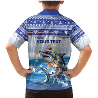 Personalized Cape Verde Football Christmas Family Matching Mermaid Dress and Hawaiian Shirt Feliz Natal Tubaroes Azuis - Wonder Print Shop