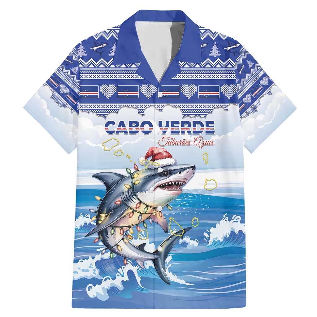 Personalized Cape Verde Football Christmas Family Matching Mermaid Dress and Hawaiian Shirt Feliz Natal Tubaroes Azuis - Wonder Print Shop