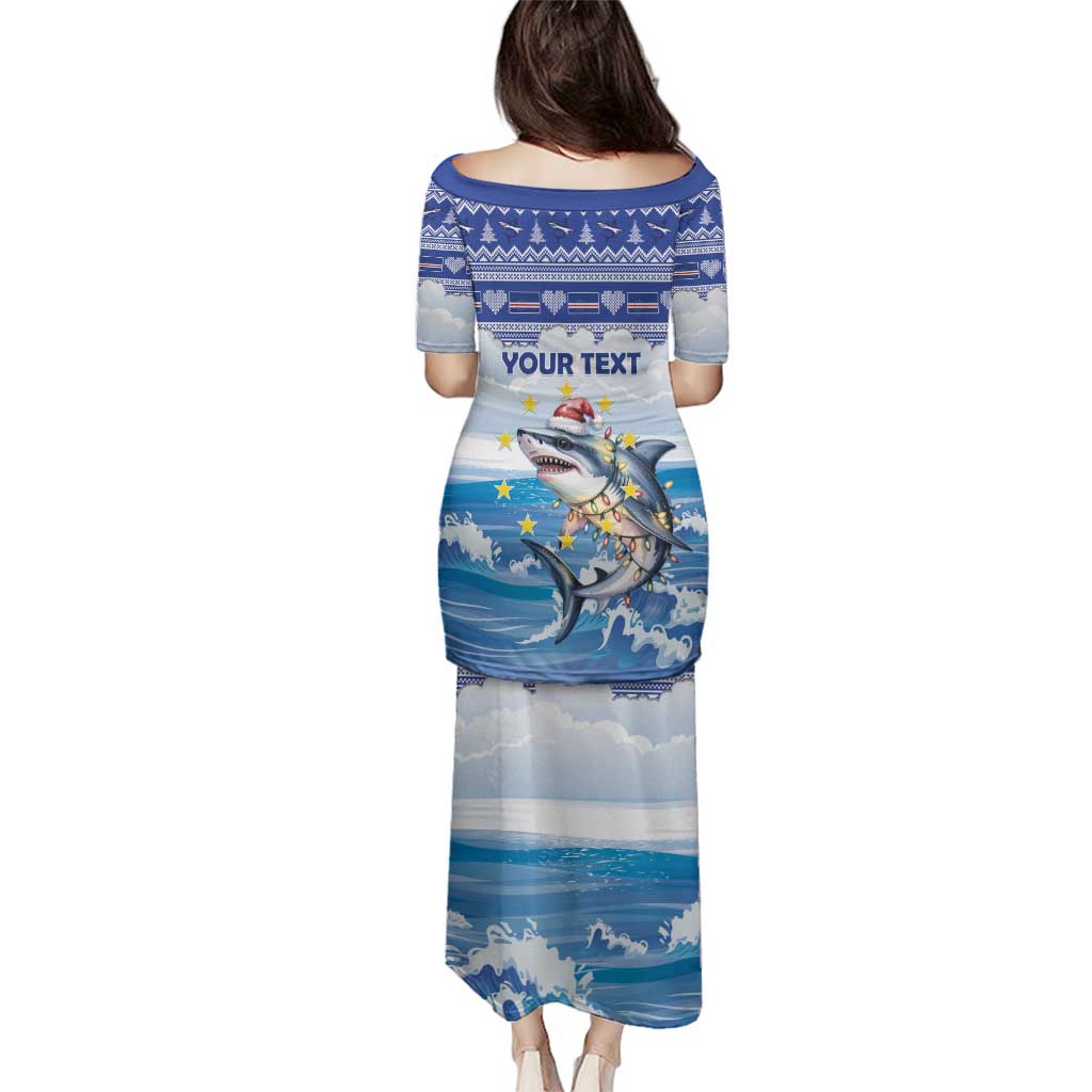 Personalized Cape Verde Football Christmas Family Matching Puletasi and Hawaiian Shirt Feliz Natal Tubaroes Azuis - Wonder Print Shop