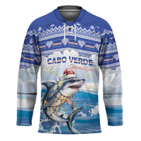 Personalized Cape Verde Football Christmas Hockey Jersey Feliz Natal Tubaroes Azuis - Wonder Print Shop