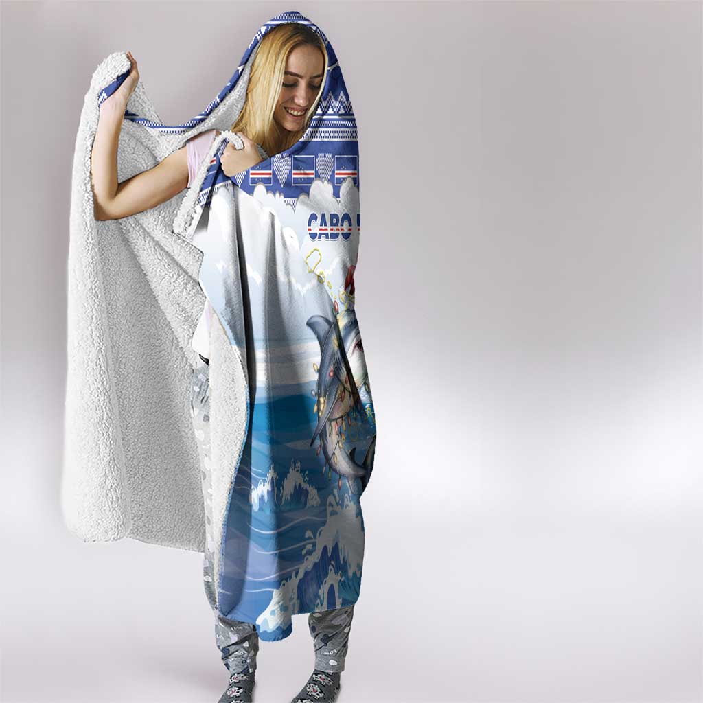 Cape Verde Football Christmas Hooded Blanket Feliz Natal Tubaroes Azuis - Wonder Print Shop
