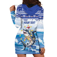 Personalized Cape Verde Football Christmas Hoodie Dress Feliz Natal Tubaroes Azuis - Wonder Print Shop