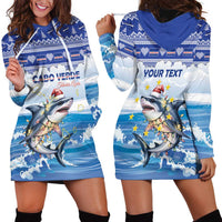 Personalized Cape Verde Football Christmas Hoodie Dress Feliz Natal Tubaroes Azuis - Wonder Print Shop