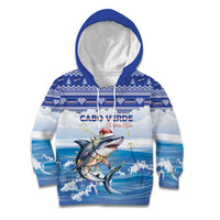 Personalized Cape Verde Football Christmas Kid Hoodie Feliz Natal Tubaroes Azuis - Wonder Print Shop