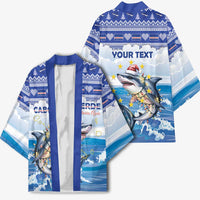Personalized Cape Verde Football Christmas Kimono Feliz Natal Tubaroes Azuis - Wonder Print Shop