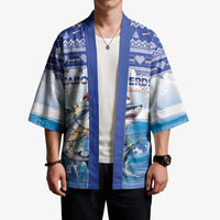 Personalized Cape Verde Football Christmas Kimono Feliz Natal Tubaroes Azuis - Wonder Print Shop