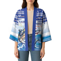 Personalized Cape Verde Football Christmas Kimono Feliz Natal Tubaroes Azuis - Wonder Print Shop