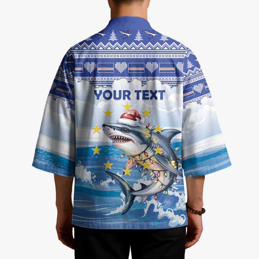 Personalized Cape Verde Football Christmas Kimono Feliz Natal Tubaroes Azuis - Wonder Print Shop