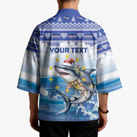 Personalized Cape Verde Football Christmas Kimono Feliz Natal Tubaroes Azuis - Wonder Print Shop