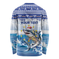 Personalized Cape Verde Football Christmas Long Sleeve Shirt Feliz Natal Tubaroes Azuis - Wonder Print Shop