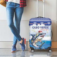Cape Verde Football Christmas Luggage Cover Feliz Natal Tubaroes Azuis - Wonder Print Shop