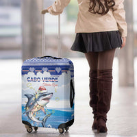 Cape Verde Football Christmas Luggage Cover Feliz Natal Tubaroes Azuis - Wonder Print Shop