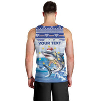 Personalized Cape Verde Football Christmas Men Tank Top Feliz Natal Tubaroes Azuis - Wonder Print Shop