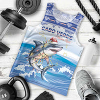 Personalized Cape Verde Football Christmas Men Tank Top Feliz Natal Tubaroes Azuis - Wonder Print Shop