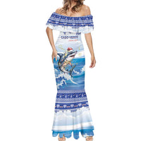 Personalized Cape Verde Football Christmas Mermaid Dress Feliz Natal Tubaroes Azuis - Wonder Print Shop