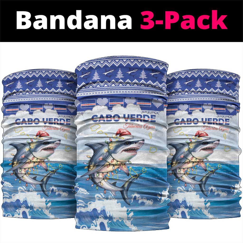 Cape Verde Football Christmas Neck Gaiter Feliz Natal Tubaroes Azuis - Wonder Print Shop