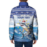 Personalized Cape Verde Football Christmas Padded Jacket Feliz Natal Tubaroes Azuis - Wonder Print Shop