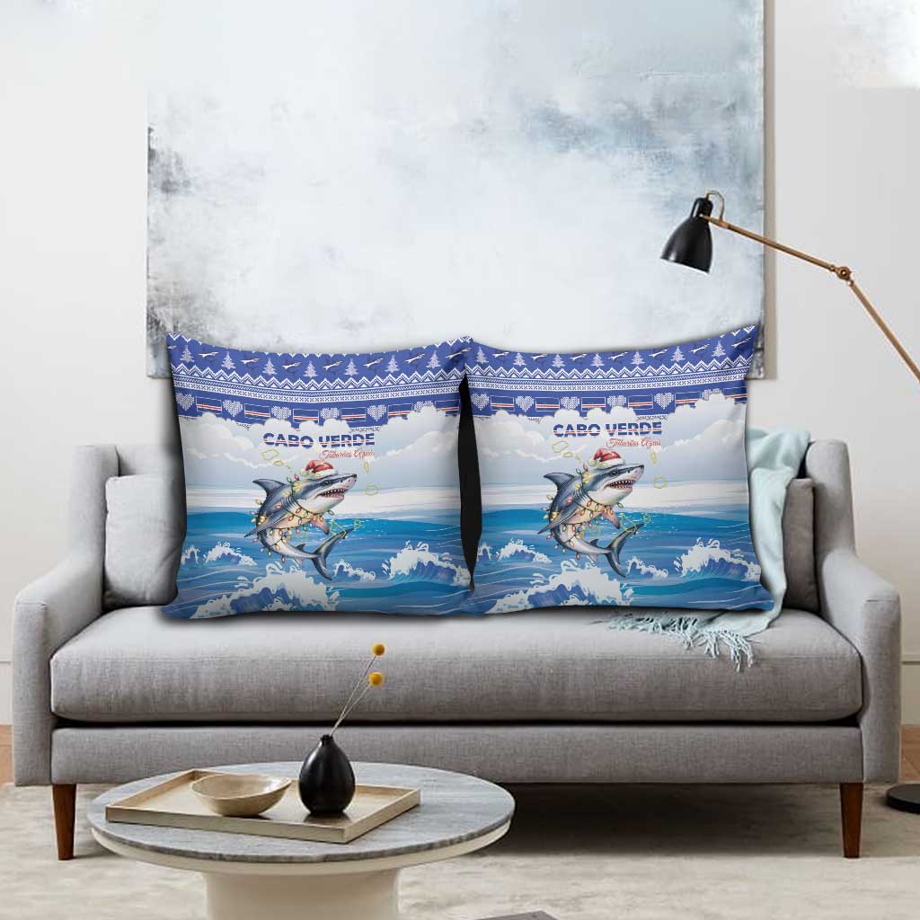 Cape Verde Football Christmas Pillow Cover Feliz Natal Tubaroes Azuis - Wonder Print Shop