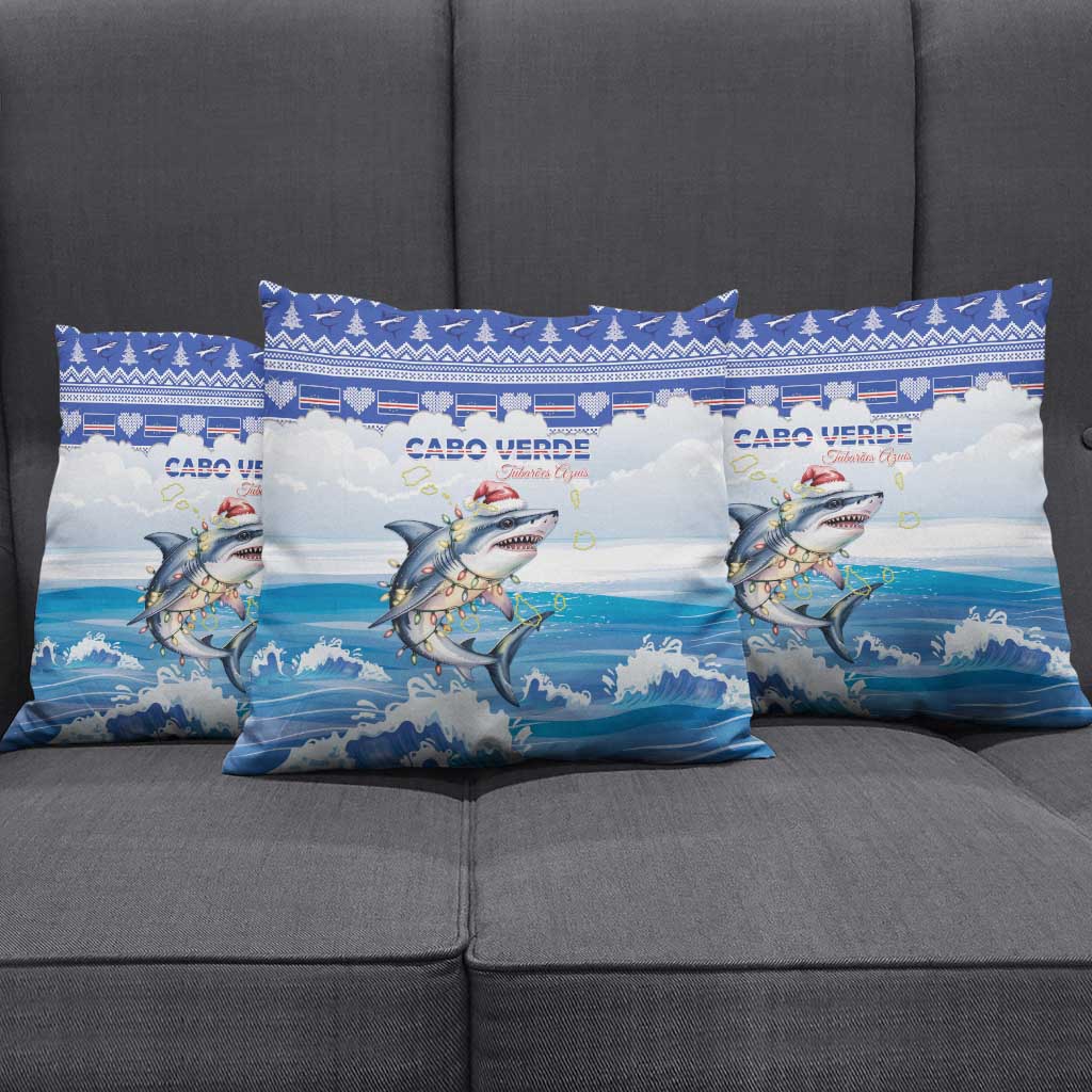 Cape Verde Football Christmas Pillow Cover Feliz Natal Tubaroes Azuis - Wonder Print Shop