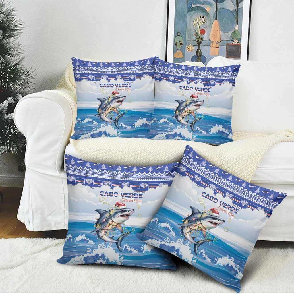 Cape Verde Football Christmas Pillow Cover Feliz Natal Tubaroes Azuis - Wonder Print Shop