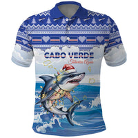 Personalized Cape Verde Football Christmas Polo Shirt Feliz Natal Tubaroes Azuis - Wonder Print Shop