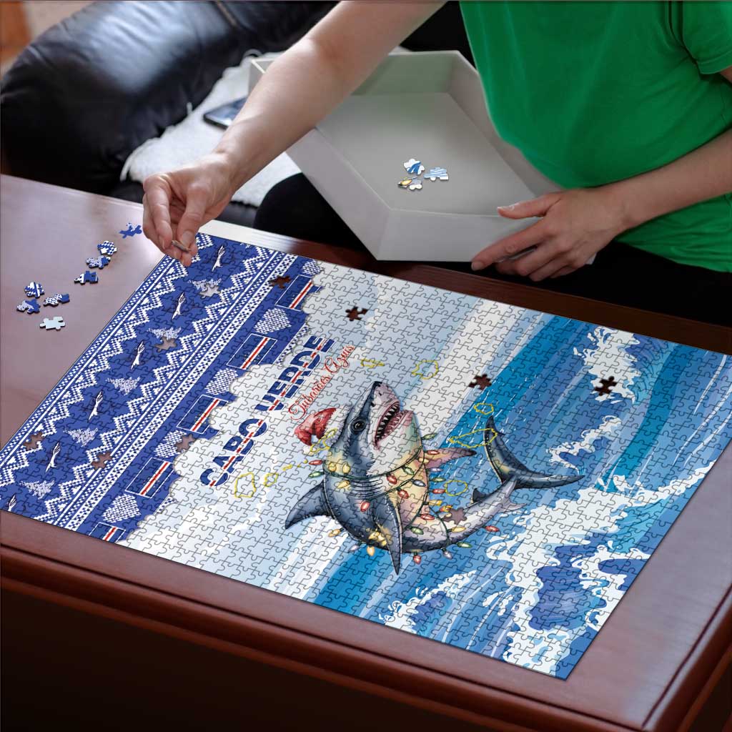 Cape Verde Football Christmas Puzzle Feliz Natal Tubaroes Azuis - Wonder Print Shop