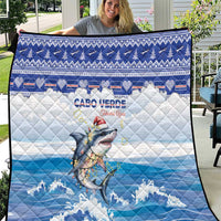 Cape Verde Football Christmas Quilt Feliz Natal Tubaroes Azuis - Wonder Print Shop