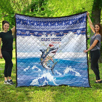 Cape Verde Football Christmas Quilt Feliz Natal Tubaroes Azuis - Wonder Print Shop