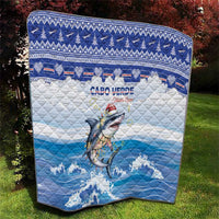 Cape Verde Football Christmas Quilt Feliz Natal Tubaroes Azuis - Wonder Print Shop