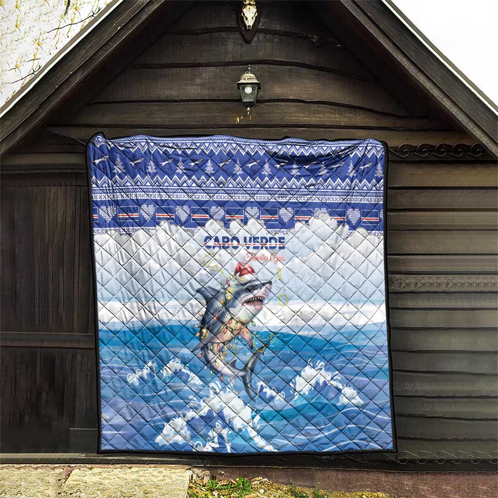 Cape Verde Football Christmas Quilt Feliz Natal Tubaroes Azuis - Wonder Print Shop