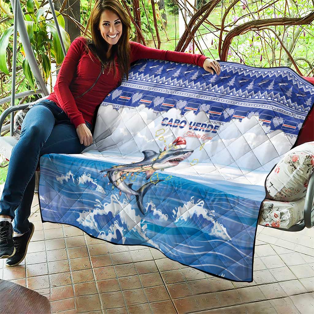 Cape Verde Football Christmas Quilt Feliz Natal Tubaroes Azuis - Wonder Print Shop