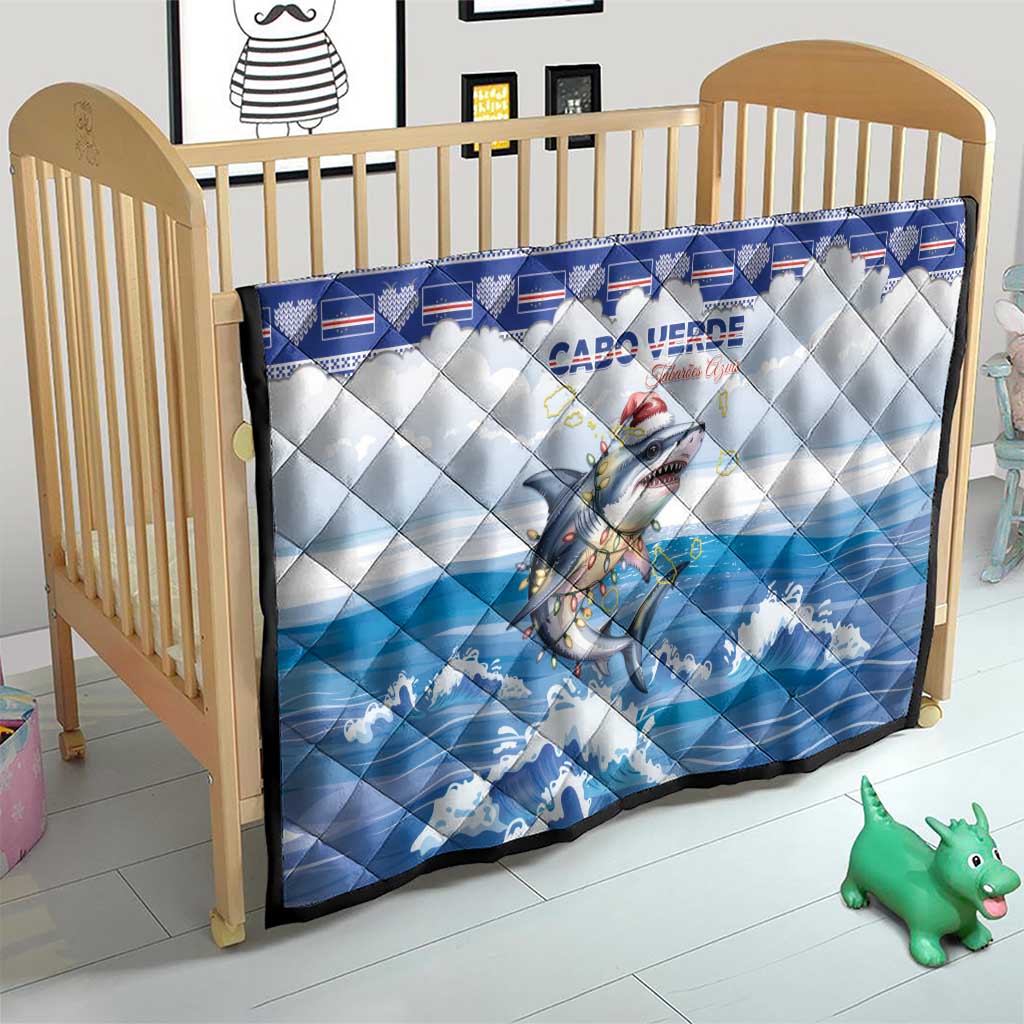 Cape Verde Football Christmas Quilt Feliz Natal Tubaroes Azuis - Wonder Print Shop
