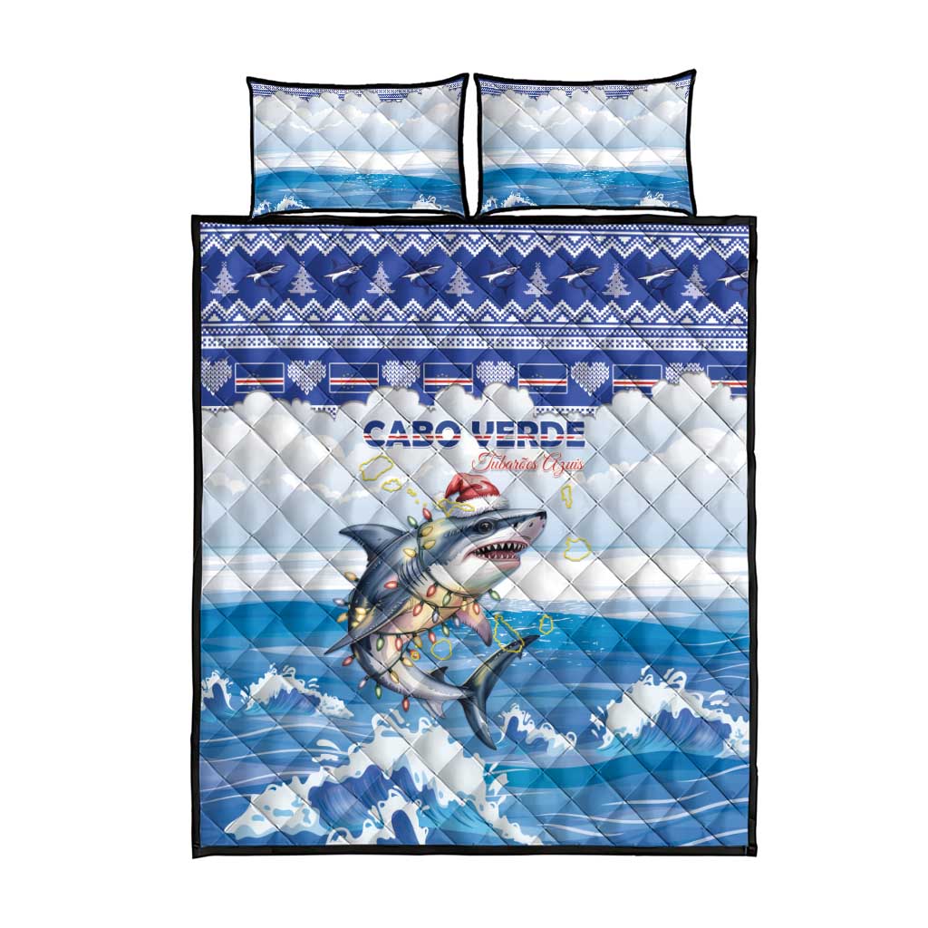Cape Verde Football Christmas Quilt Bed Set Feliz Natal Tubaroes Azuis - Wonder Print Shop