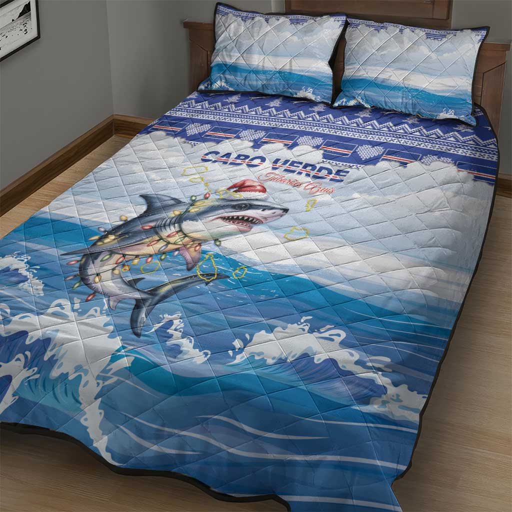 Cape Verde Football Christmas Quilt Bed Set Feliz Natal Tubaroes Azuis - Wonder Print Shop