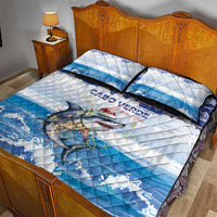 Cape Verde Football Christmas Quilt Bed Set Feliz Natal Tubaroes Azuis - Wonder Print Shop