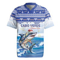Personalized Cape Verde Football Christmas Rugby Jersey Feliz Natal Tubaroes Azuis - Wonder Print Shop