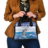 Cape Verde Football Christmas Shoulder Handbag Feliz Natal Tubaroes Azuis - Wonder Print Shop