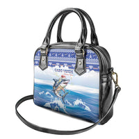 Cape Verde Football Christmas Shoulder Handbag Feliz Natal Tubaroes Azuis - Wonder Print Shop