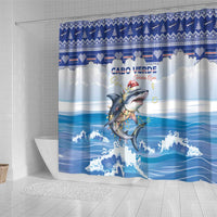 Cape Verde Football Christmas Shower Curtain Feliz Natal Tubaroes Azuis - Wonder Print Shop
