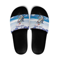 Cape Verde Football Christmas Slide Sandals Feliz Natal Tubaroes Azuis - Wonder Print Shop