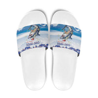 Cape Verde Football Christmas Slide Sandals Feliz Natal Tubaroes Azuis - Wonder Print Shop