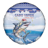 Cape Verde Football Christmas Spare Tire Cover Feliz Natal Tubaroes Azuis - Wonder Print Shop
