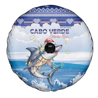 Cape Verde Football Christmas Spare Tire Cover Feliz Natal Tubaroes Azuis - Wonder Print Shop