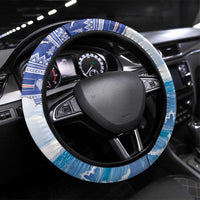 Cape Verde Football Christmas Steering Wheel Cover Feliz Natal Tubaroes Azuis - Wonder Print Shop