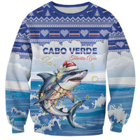 Personalized Cape Verde Football Christmas Sweatshirt Feliz Natal Tubaroes Azuis - Wonder Print Shop