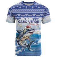Personalized Cape Verde Football Christmas T Shirt Feliz Natal Tubaroes Azuis - Wonder Print Shop