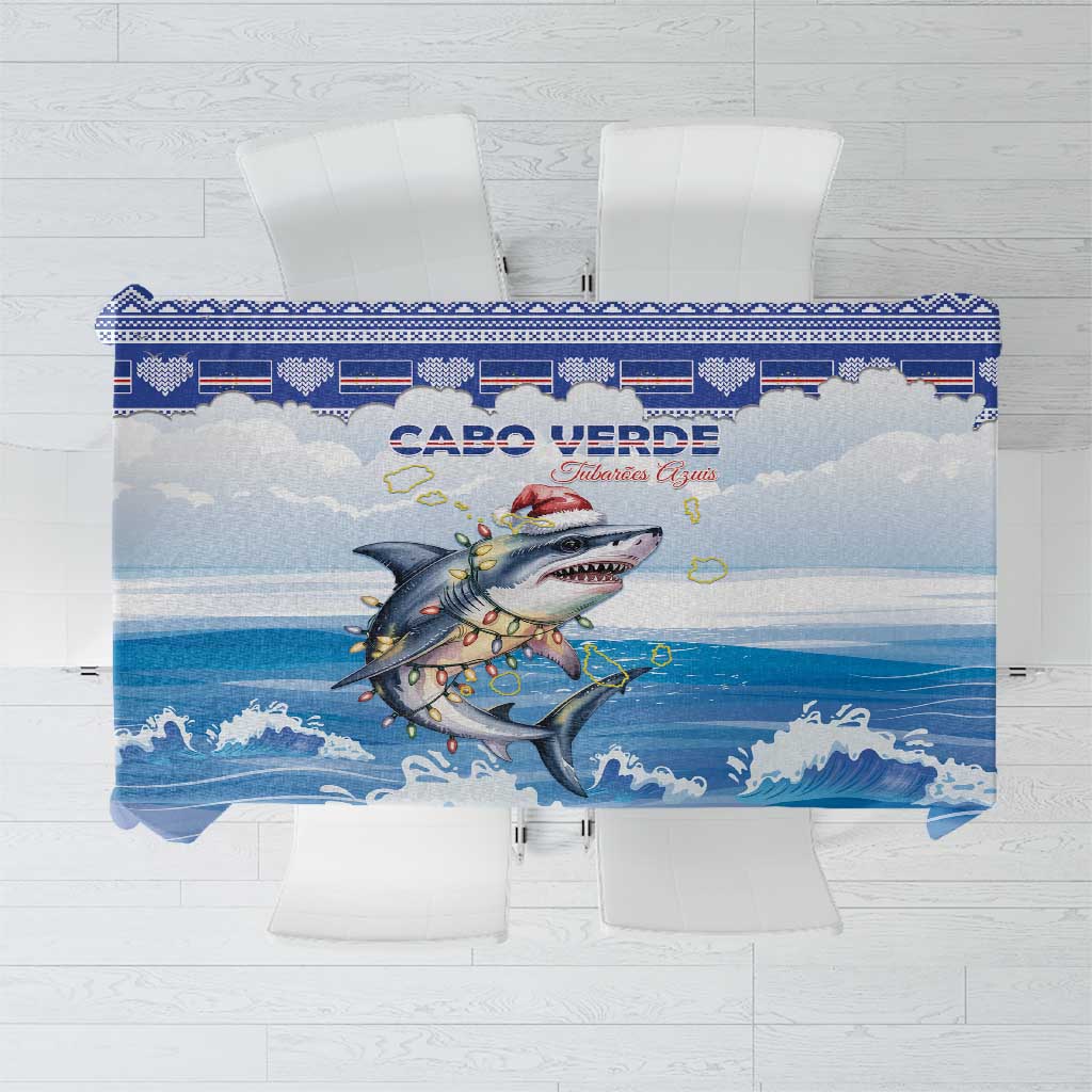 Cape Verde Football Christmas Tablecloth Feliz Natal Tubaroes Azuis - Wonder Print Shop