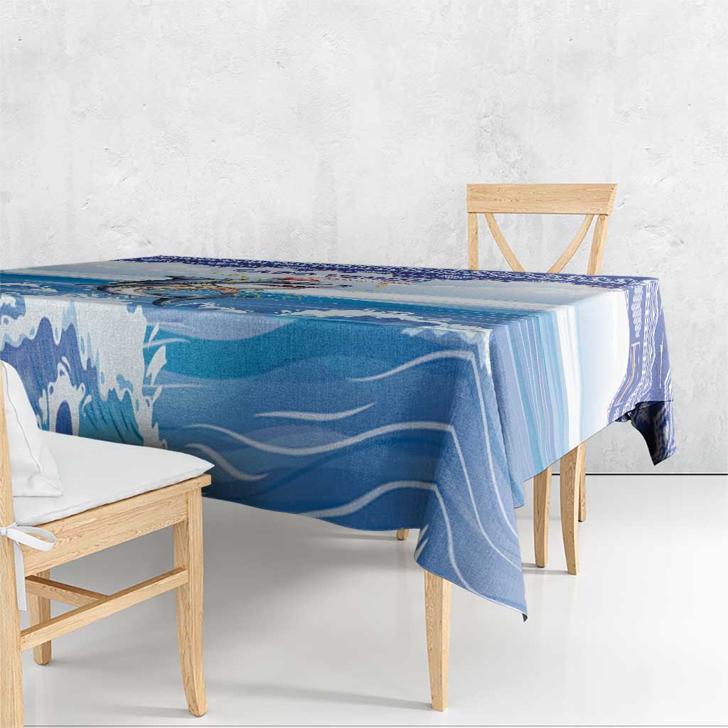 Cape Verde Football Christmas Tablecloth Feliz Natal Tubaroes Azuis - Wonder Print Shop